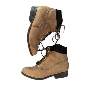 Laredo Western Lace-Up Boots Women’s 9 PerformaAir Suede Leather Tan Comfort